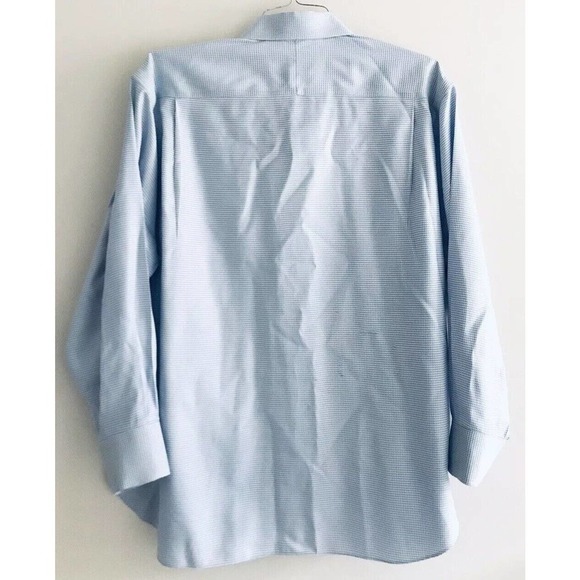 John W Nordstrom | Mens Size 17 - 33 Blue Button Up Collar Shirt Check Cuff - Picture 2 of 12